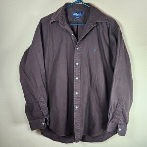 Ralph Lauren Button Up Shirt Mens‎ Large-Tall Med brown Solid western casual